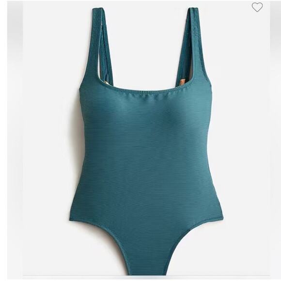 J. Crew Green Ribbed Square Neck One-Piece Swimsuit NWT Size 24 - Picture 11 of 13